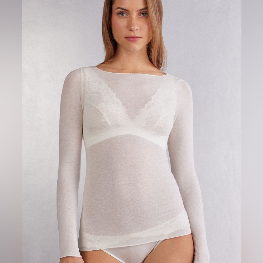 Intimissimi Boat Neck Modal Cashmere Ultralight Top